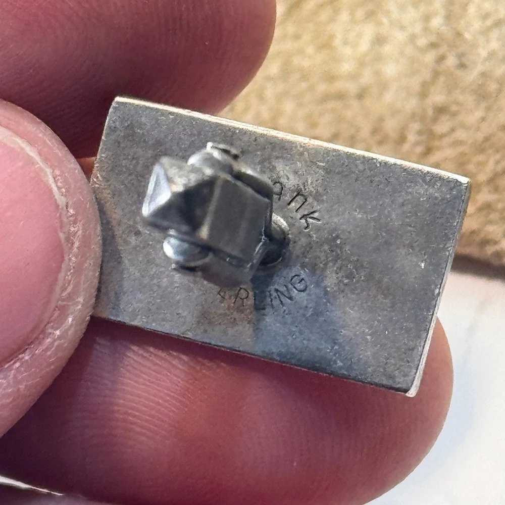 Swank Cufflinks Mens Sterling Silver Mid Century Modern Textured